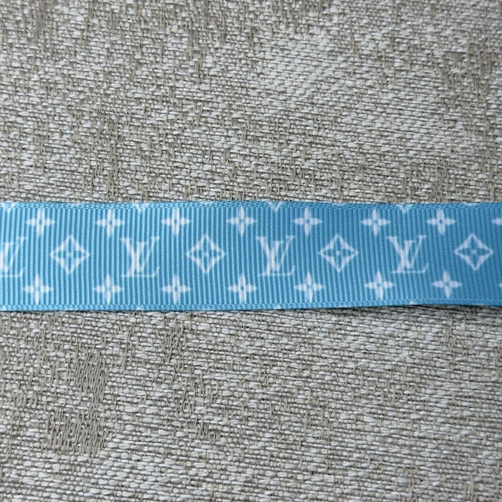 Louis Vuitton Monogram Classic Pattern Ribbon Blue & White 1" x 3 Yards long